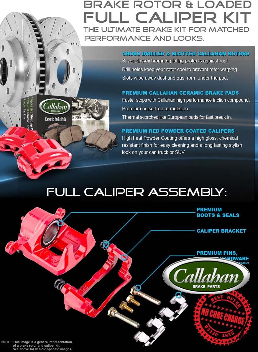 Powder Coated Red Calipers 8 Lug Rotors Ceramic Pads Kit T138908