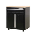 1-Drawer 2-Door Steel Garage Base Cabinet Glossy Black L6423