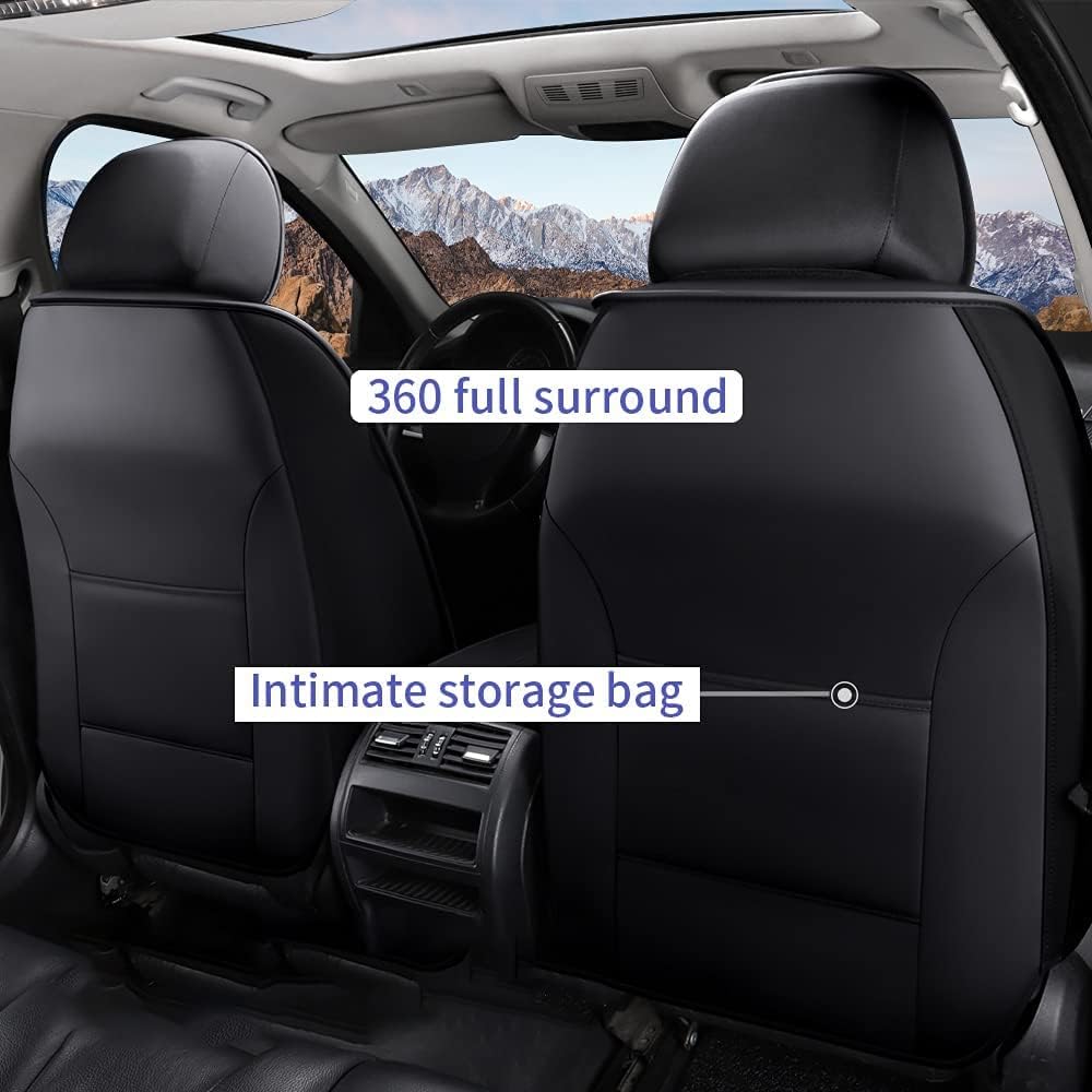 Custom Car Seat Covers Full Set 5 Seats Faux Leather Waterproof Black A5008
