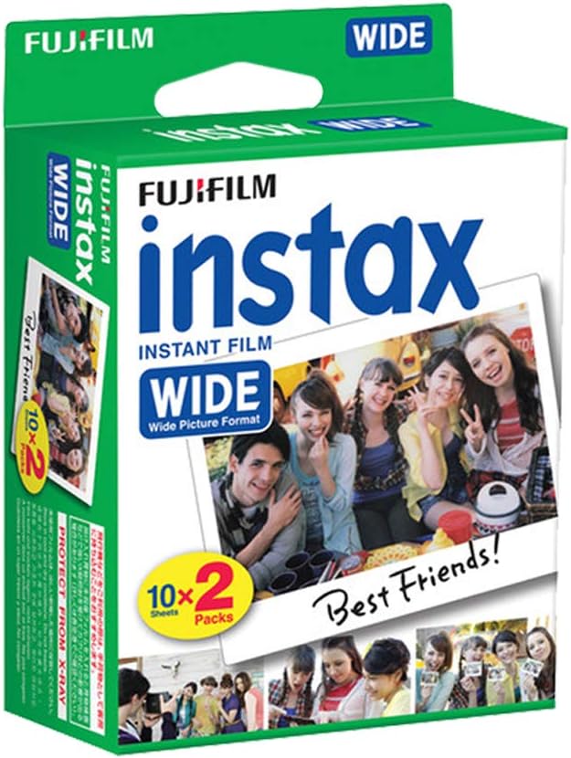 Instant Camera + Wide Instant Film Twin Pack + Batteries 4 Pack + Camera Case P3486