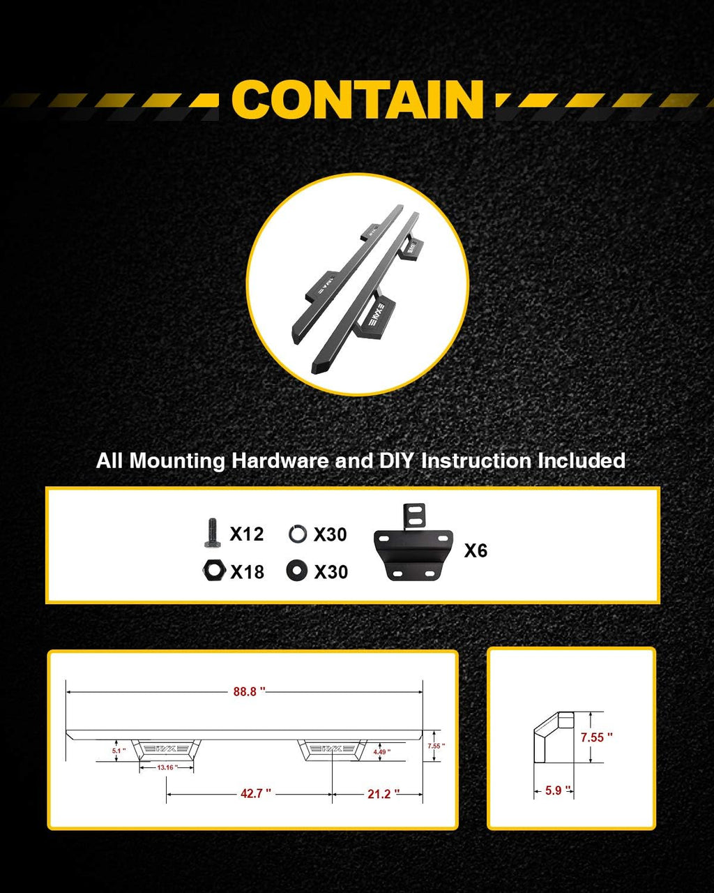 Running Boards Side Steps Nerf Bars T619