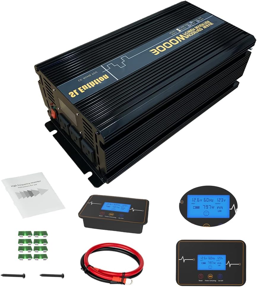 3000W Power Inverter 12V DC to 120V AC with LCD Display USB Port B1920