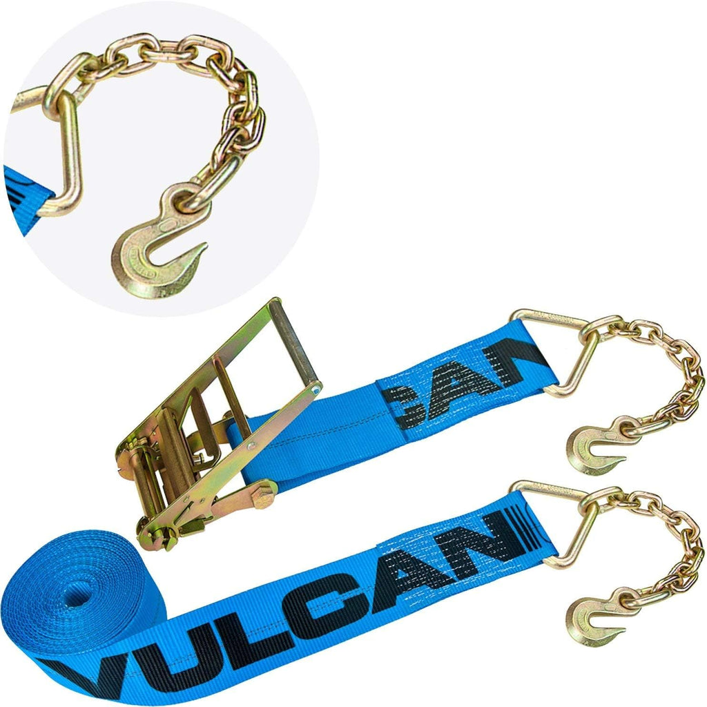 Ratchet Strap with Chain Anchors 4 Inch x 30 Foot 2 Pack D415
