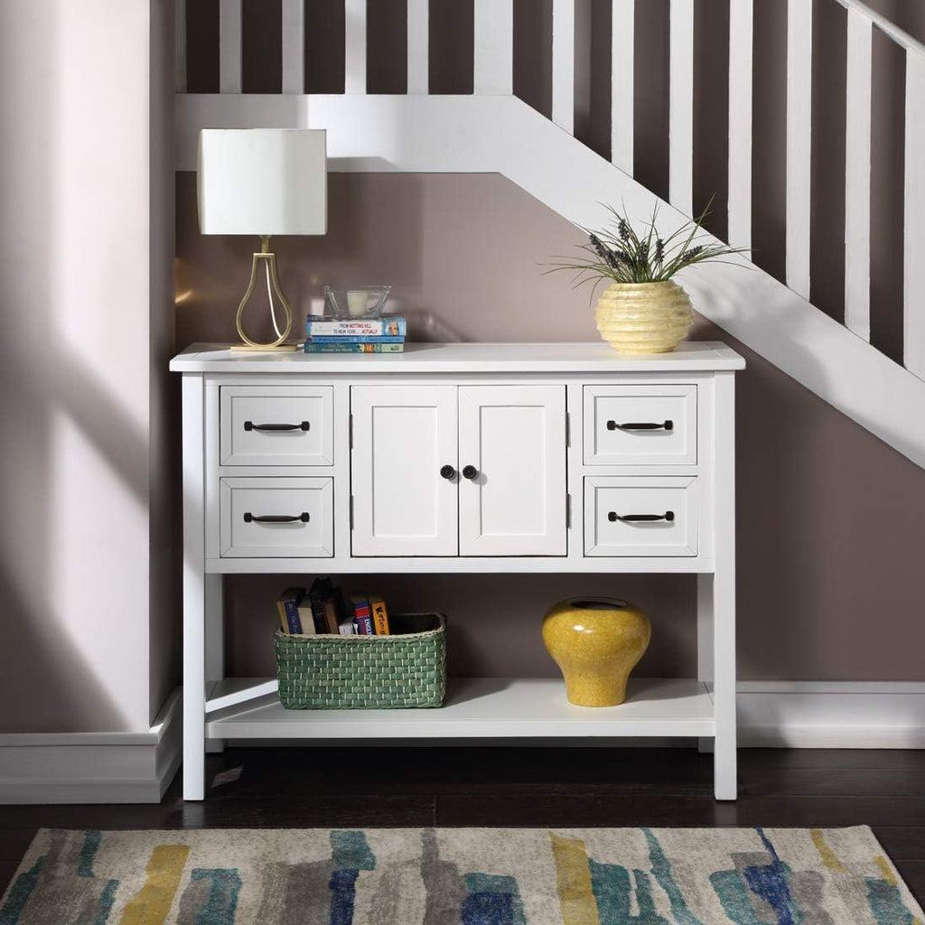 43 Inch Light Blue Console Table with Doors Drawers and Open Shelf T142743