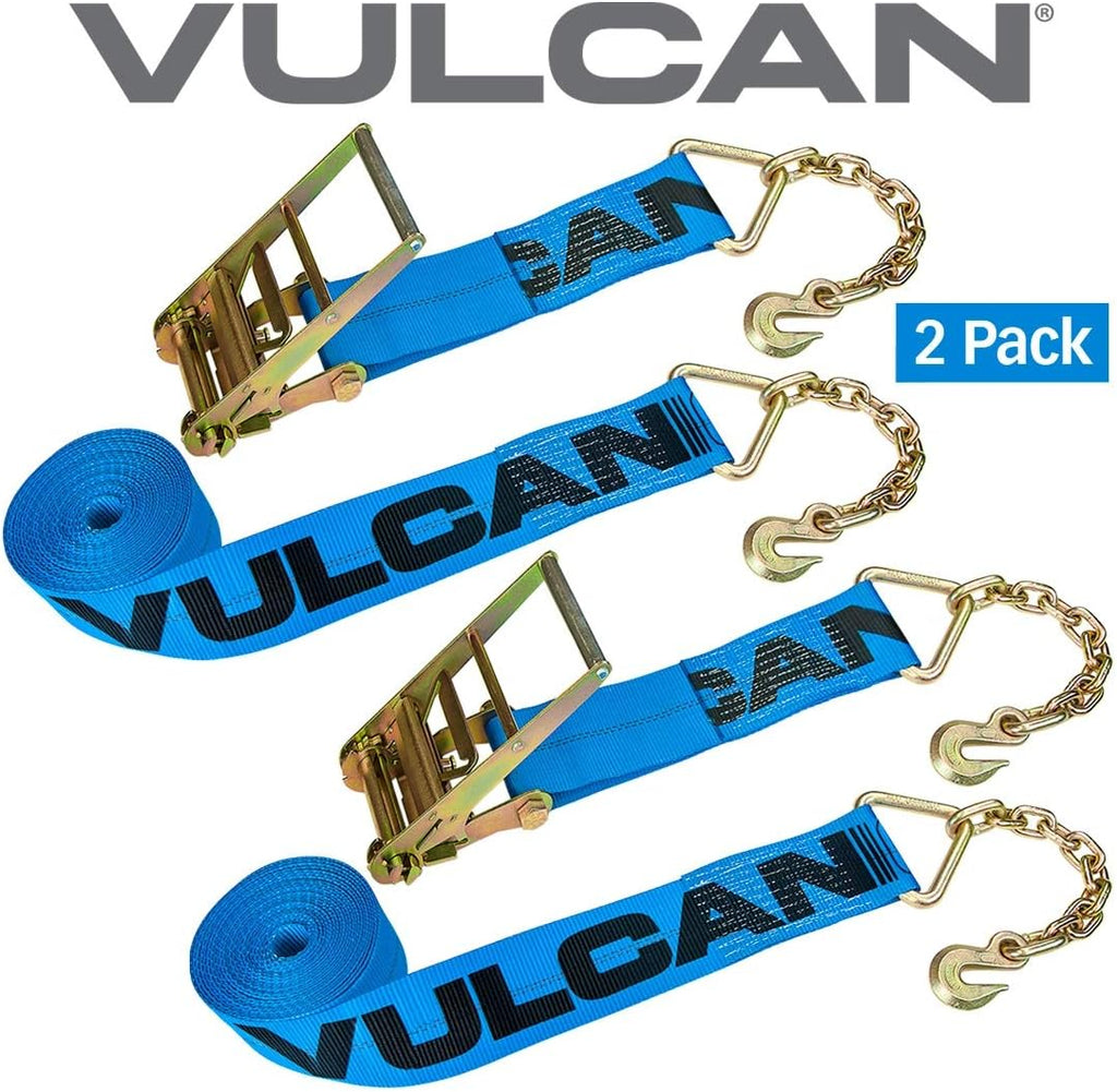 Ratchet Strap with Chain Anchors 4 Inch x 30 Foot 2 Pack D415