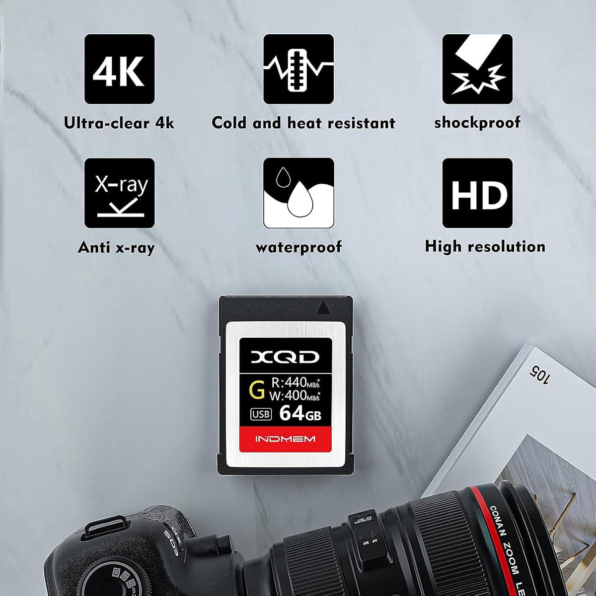 64GB XQD Memory Card with USB 3.0 Card Reader B3318