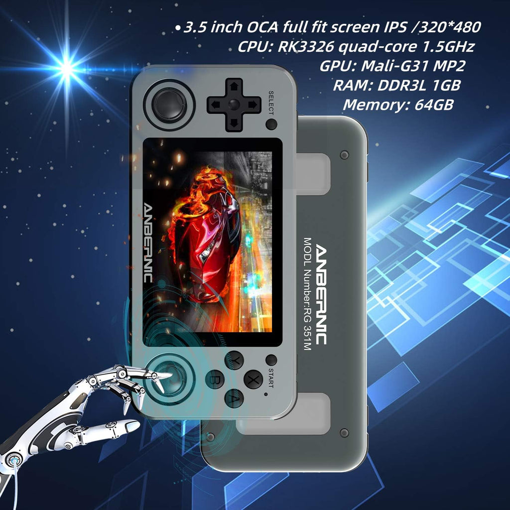 Handheld Game Console with 64G TF Card 3.5 inch IPS Screen A6597