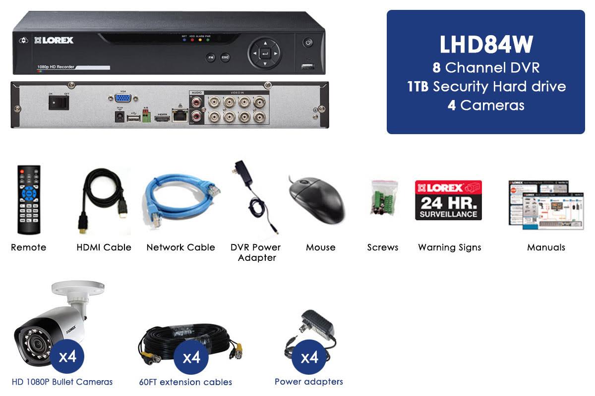 8 Channel 4 Cameras Weatherproof DVR Surveillance Security System D5159
