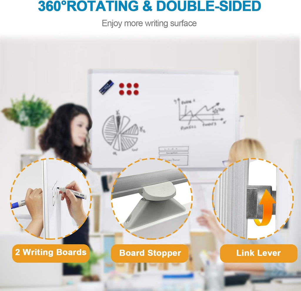 36x24 Double Sided Magnetic Dry Erase Whiteboard on Wheels A698