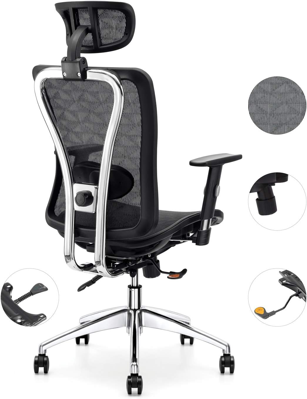 Black Mesh Ergonomic Office Chair with Lumbar Support and Headrest I561