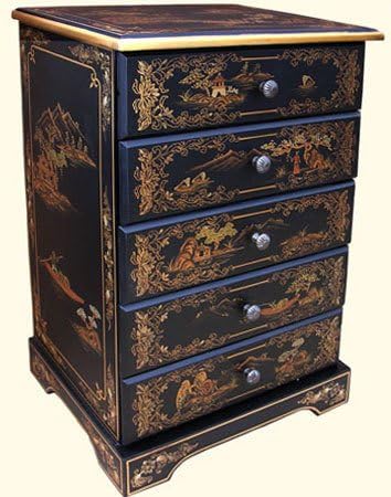 Five Drawer Oriental Lacquerware Cabinet C70253