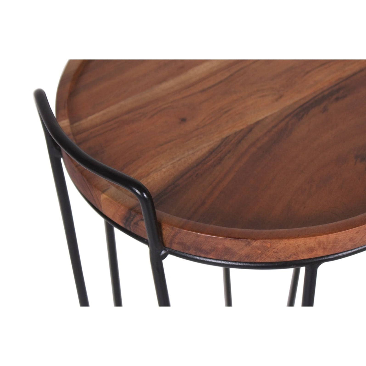 Iron & Acacia Nesting Tray Tables with Handles Set of 2 L96547