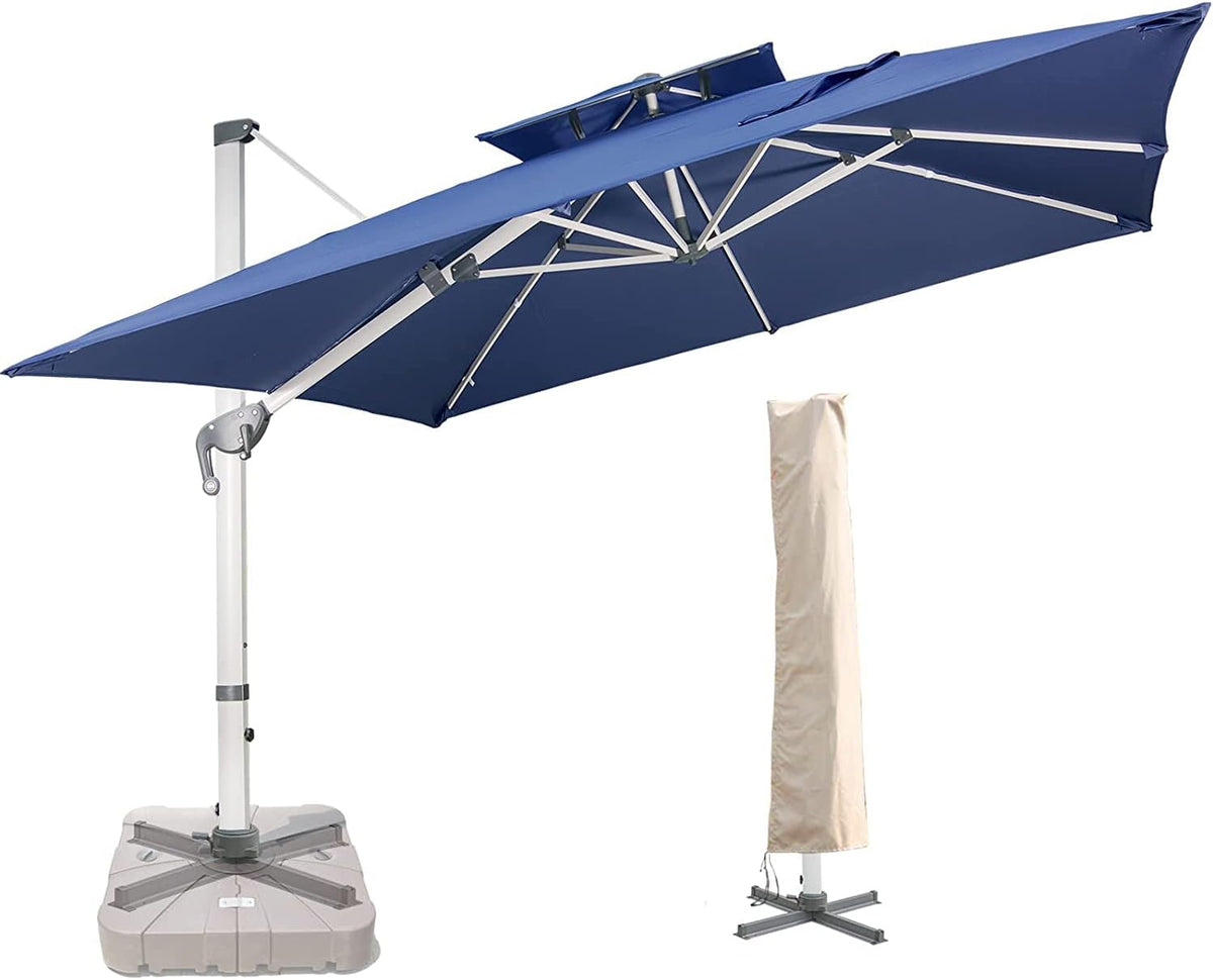 10 x 10 FT Square Cantilever Umbrella with Cross Base and Cover G6033