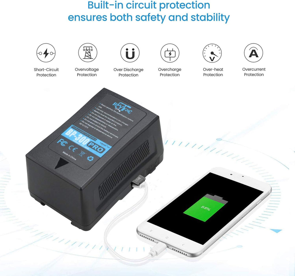 300Wh V Mount Battery with D-Tap Charger and Cable E491368