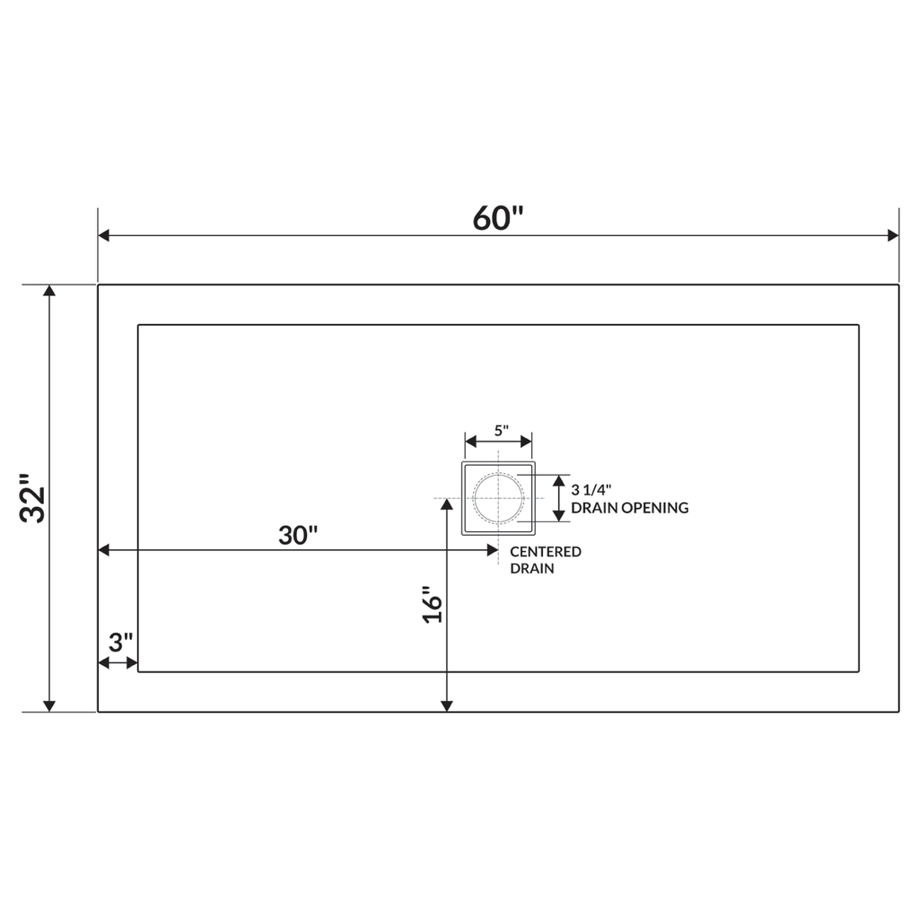 60 x 32 Single Threshold Shower Pan Base J878