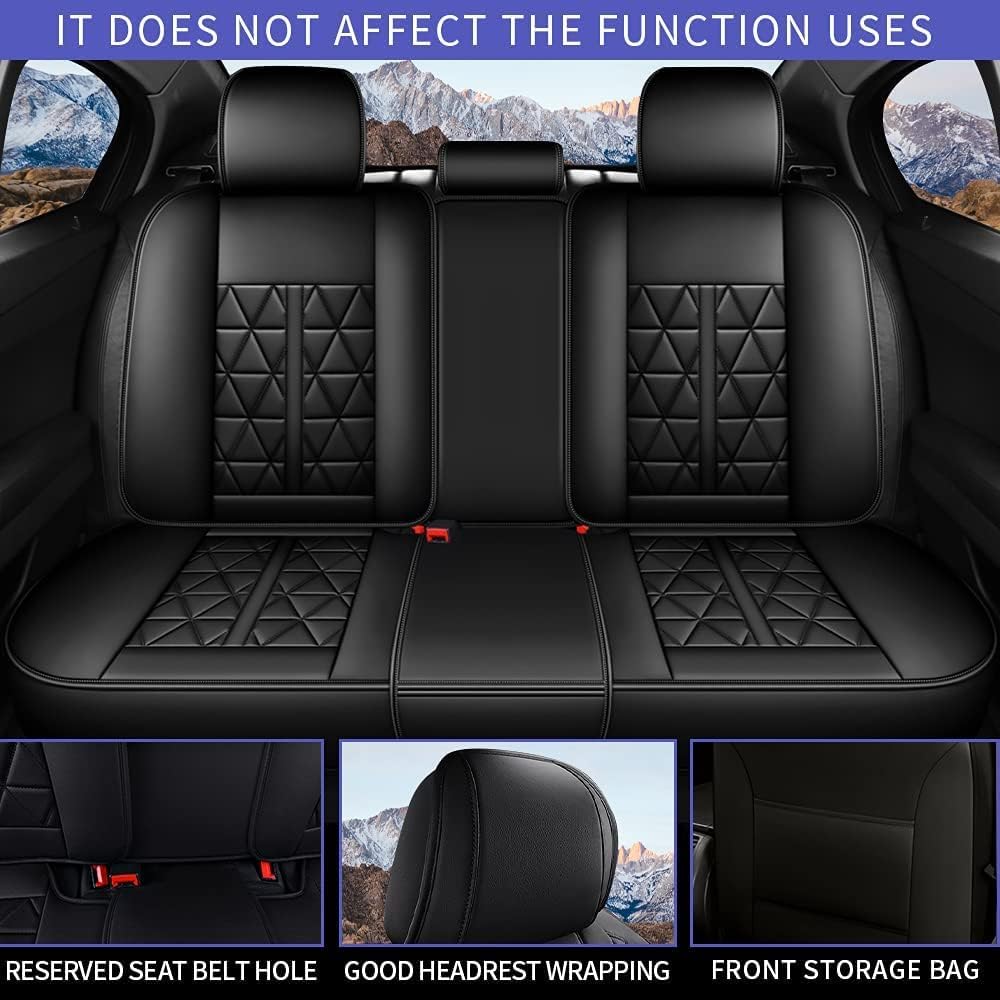 Custom Car Seat Covers Full Set 5 Seats Faux Leather Waterproof Black A5008