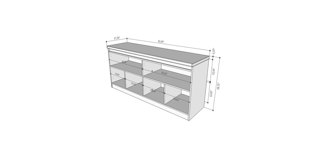 Nut Brown Buffet Cabinet with 6 Shelves T703