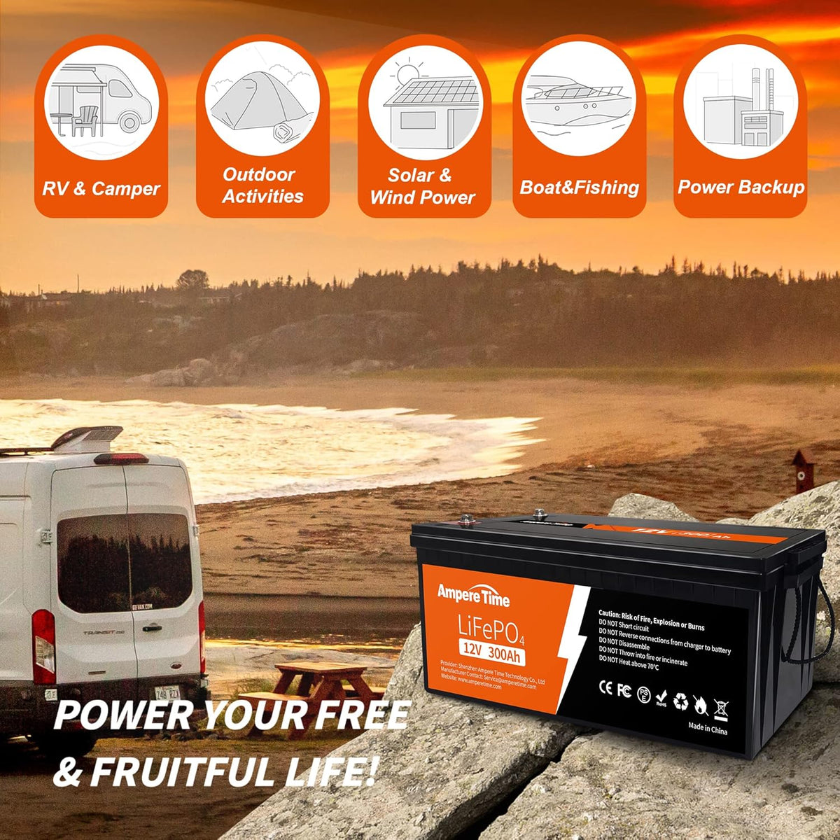 12V 300Ah Lithium LiFePO4 Battery with 200A BMS B18429