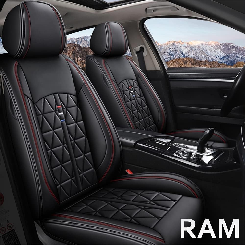 Custom Car Seat Covers Full Set 5 Seats Faux Leather Waterproof Black A5008