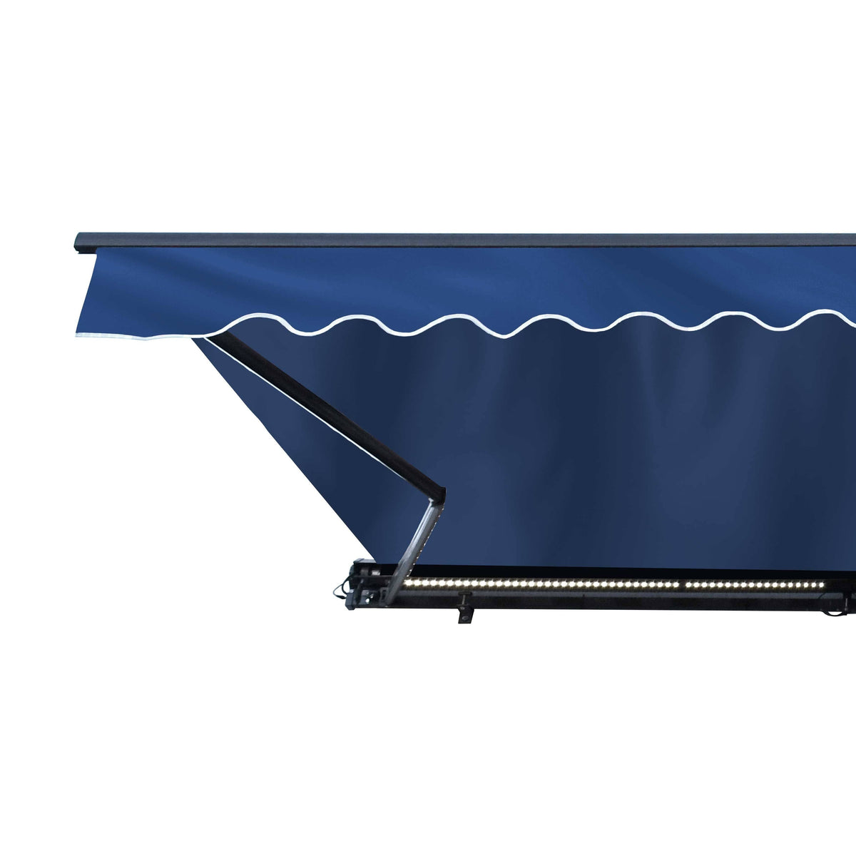 Motorized LED 13 x 10 ft. Half Cassette Retractable Awning Blue S8764
