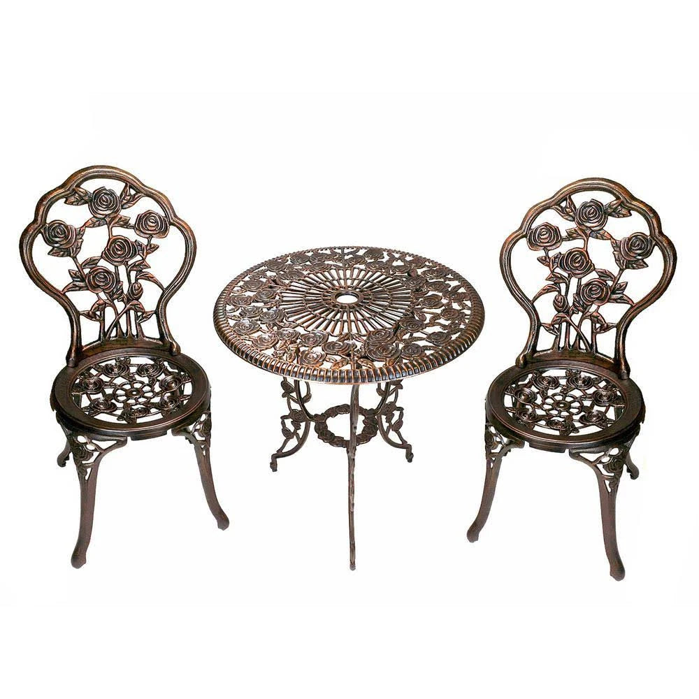 3-Piece Cast Metal Bistro Set with 2 Chairs J62777