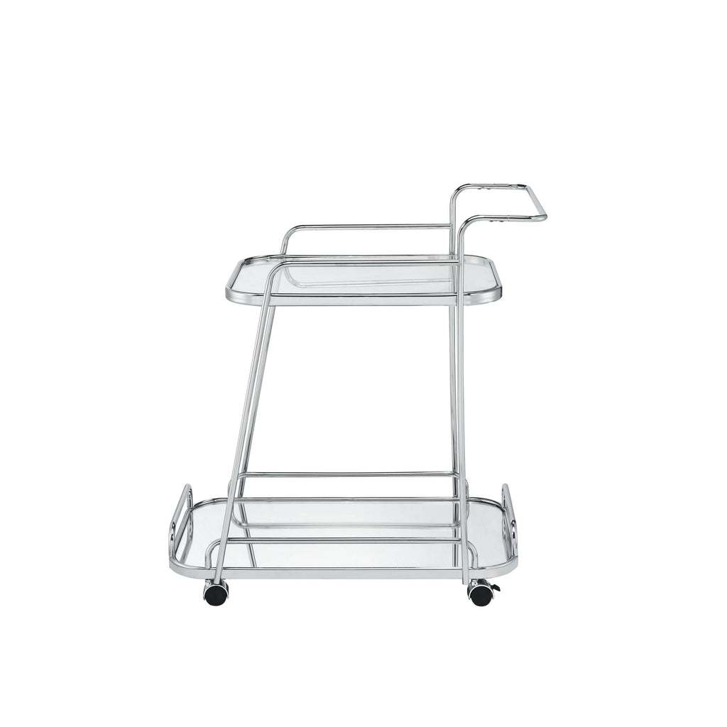 Serving Cart Clear Glass Chrome Finish D928