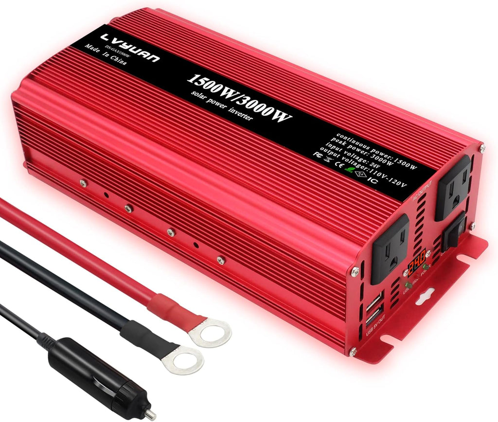 1500W Power Inverter with Dual AC Outlets and Dual USB Pack of 2 T9534