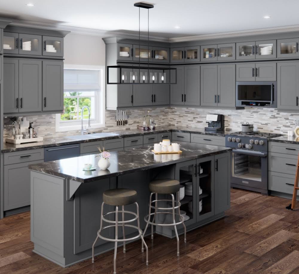Grey 2 Doors 1 Drawer Base Cabinet S595180