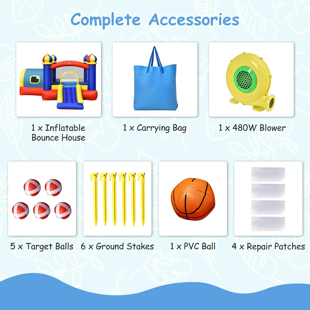 Inflatable Bounce House with Slide & Blower A30417