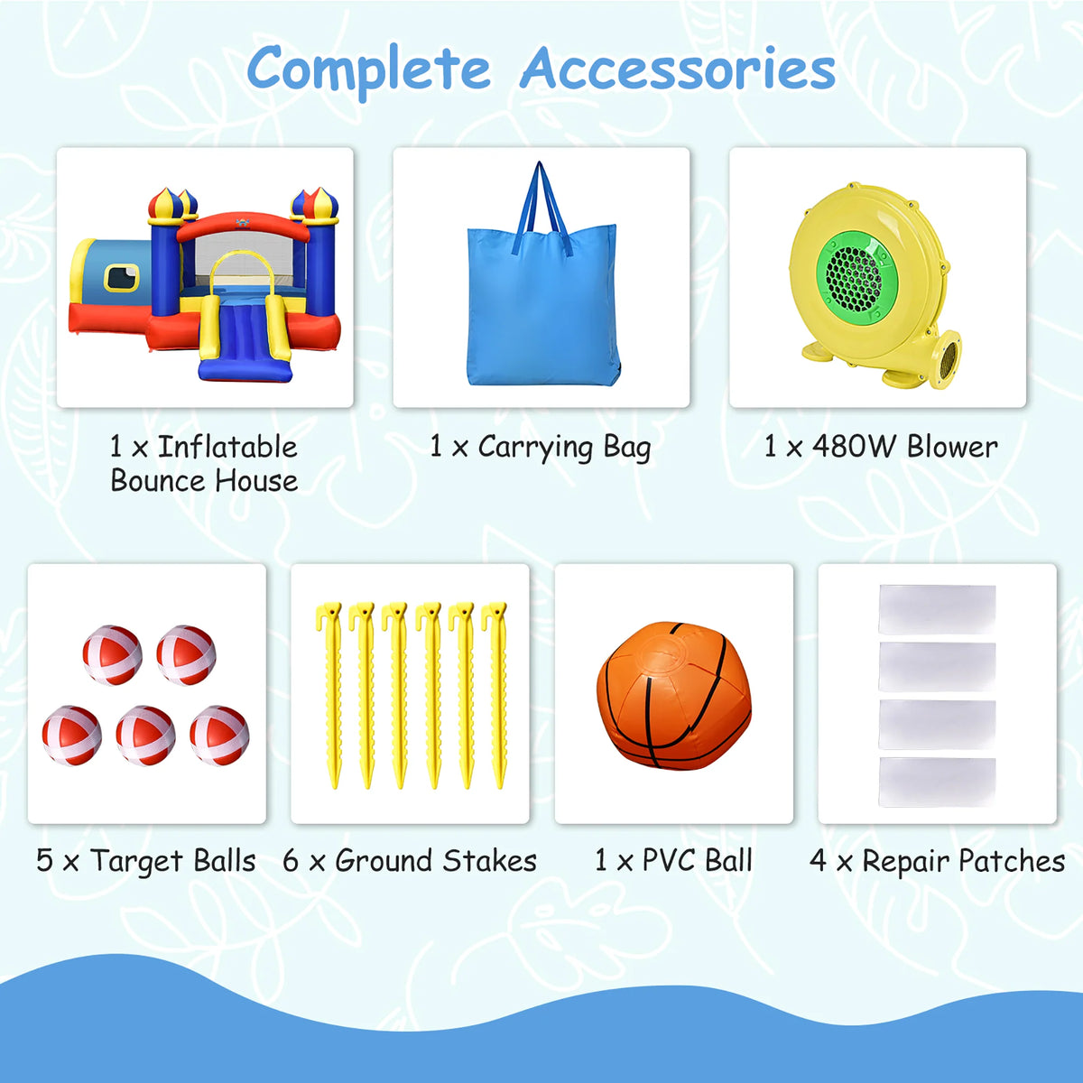 Inflatable Bounce House with Slide & Blower A30417