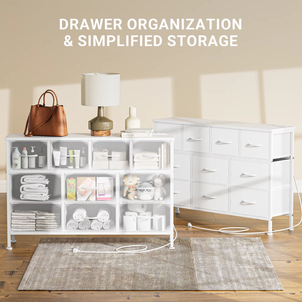 Brown 10 Drawer Fabric Dresser J85000