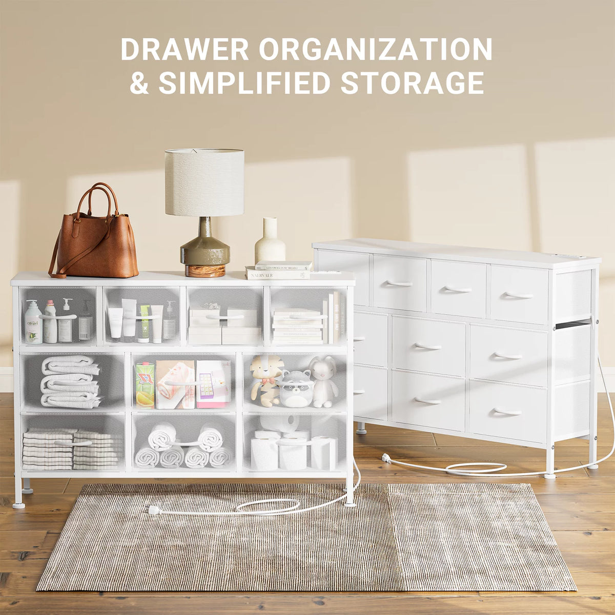 Brown 10 Drawer Fabric Dresser J85000