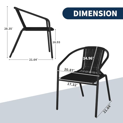 Black Set of 6 Rattan Stackable Outdoor Dining Chairs Z217