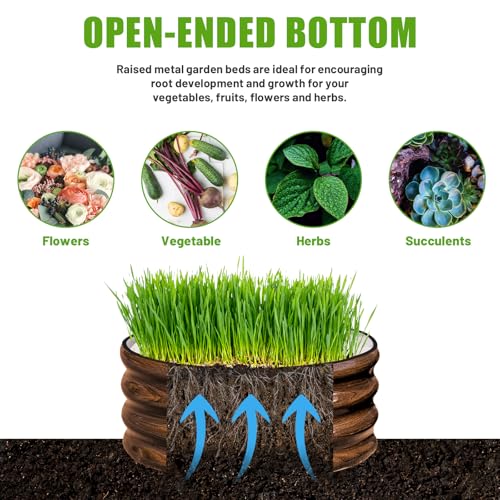3 Pcs 2x2x1ft Round Galvanized Metal Raised Garden Bed J192974