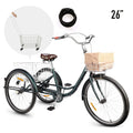 24 Inch Single Speed Adult Tricycle 3 Wheels Cruiser Bike with Removable Wheeled Basket V8602