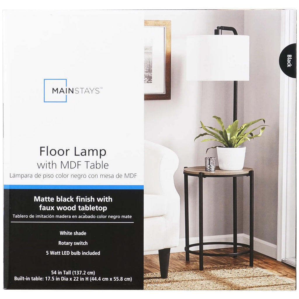 54-inch Mid-Century Style Floor Lamp with Table S915591