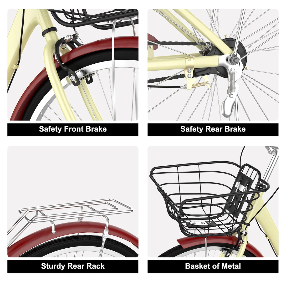 26 Inch White Cruiser Bike A85550