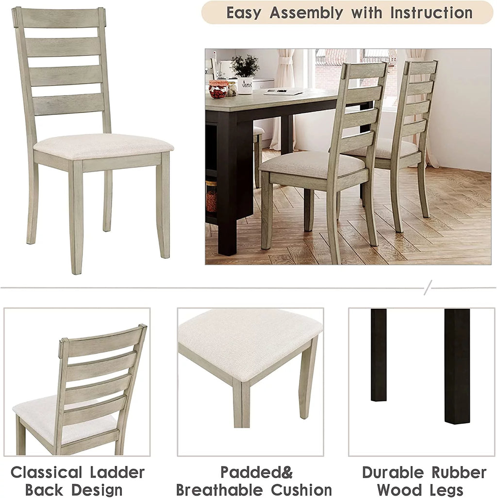 5-Piece Wood Dining Table Set with Padded Chairs S77014