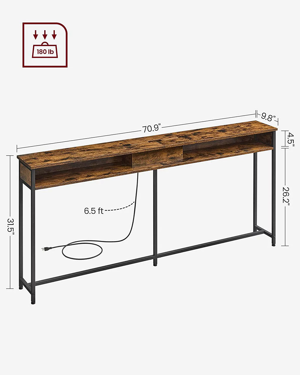 Narrow Console Table with 2 Outlet and 2 USB Ports O63400