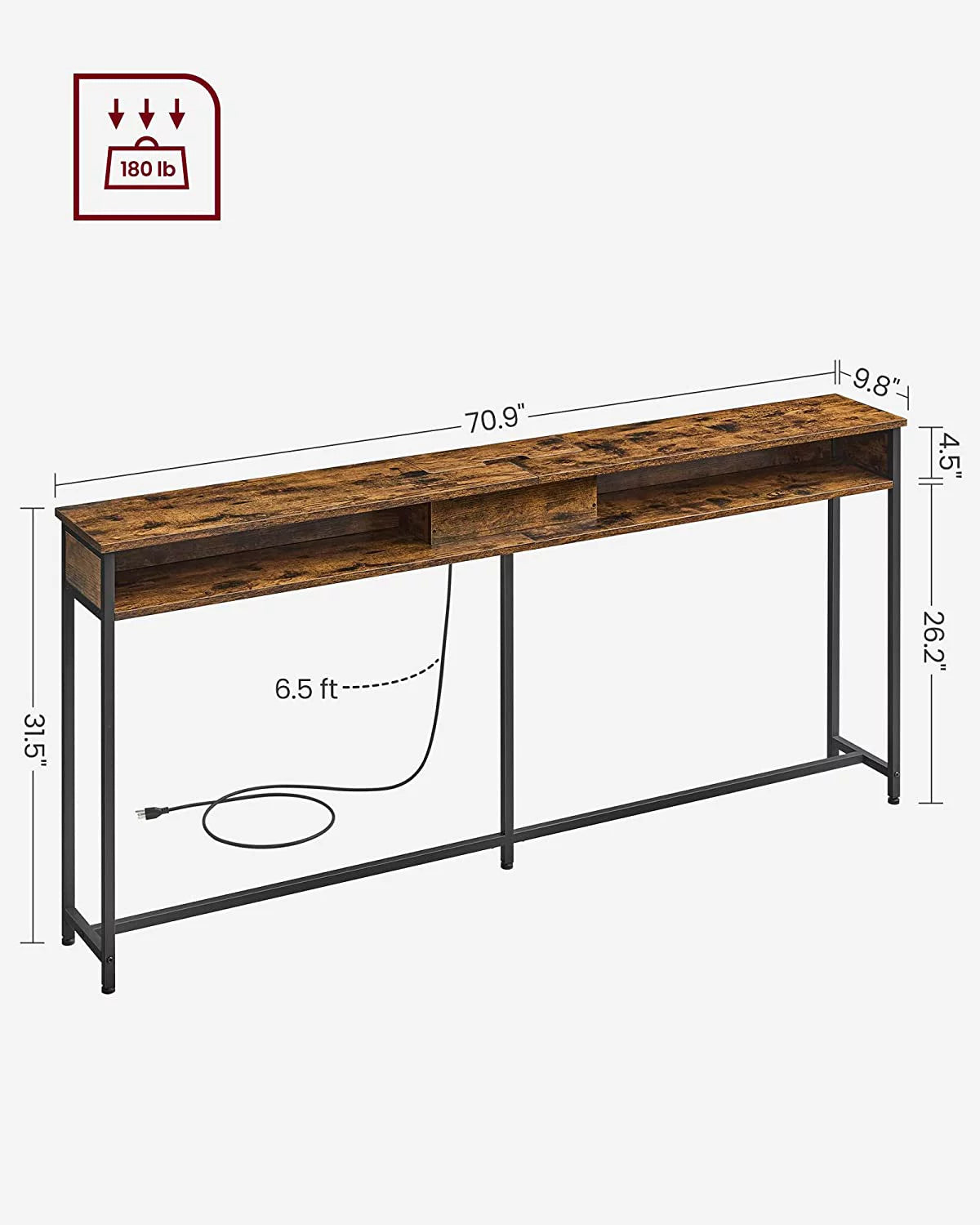 Narrow Console Table with 2 Outlet and 2 USB Ports O63400