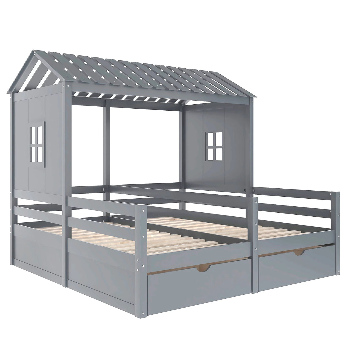 Twin Size House Platform Bed with Two Drawers U663721