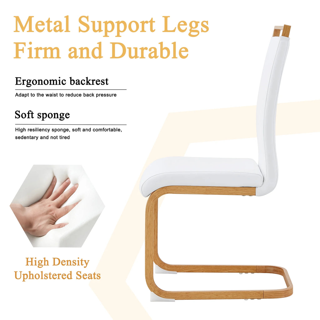 White Faux Leather Dining Chairs Set of 4 A618