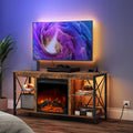 Rustic Brown Fireplace TV Stand with Led Lights and Power Outlets P307