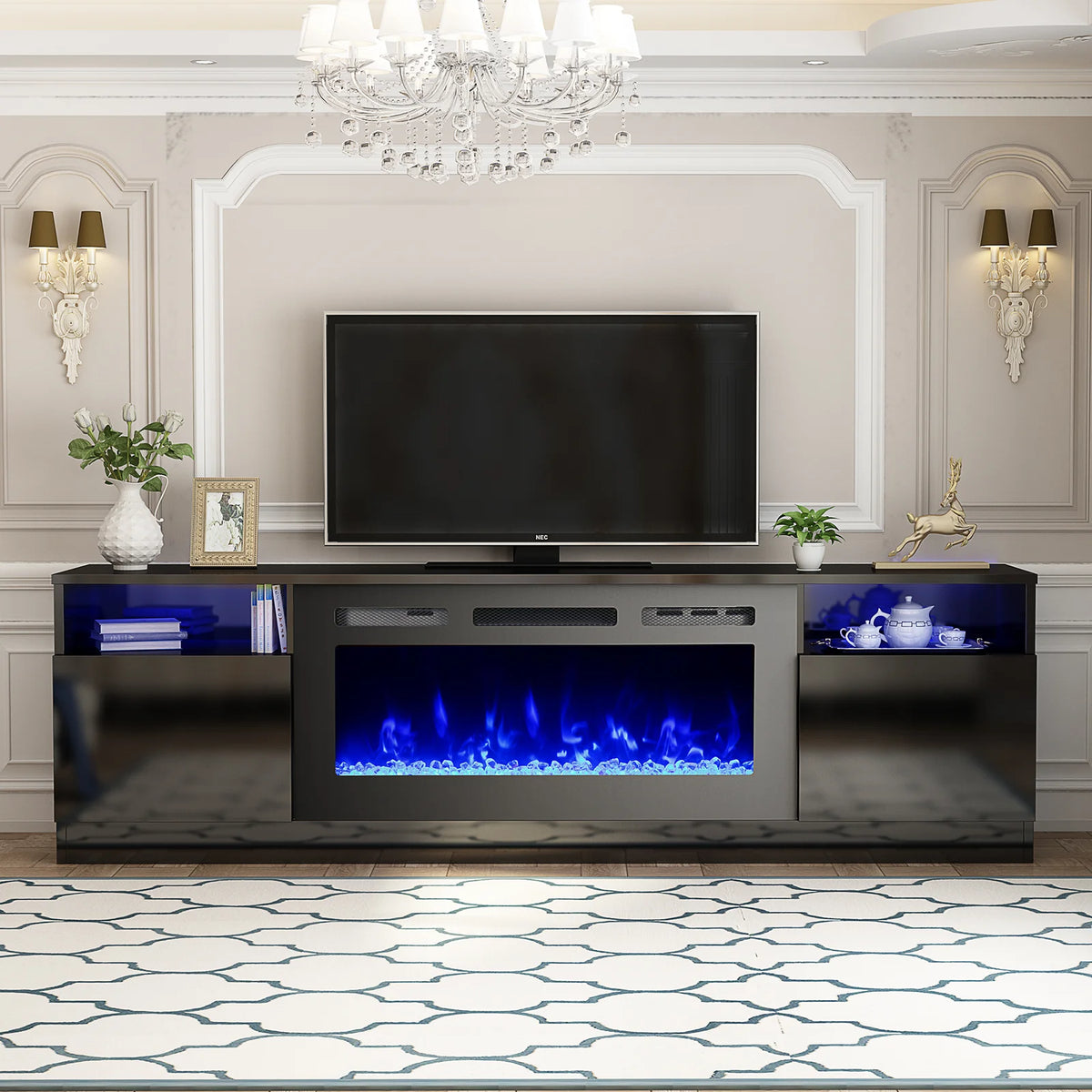 70'' Fireplace TV Stand with 36'' Electric Fireplace M1363