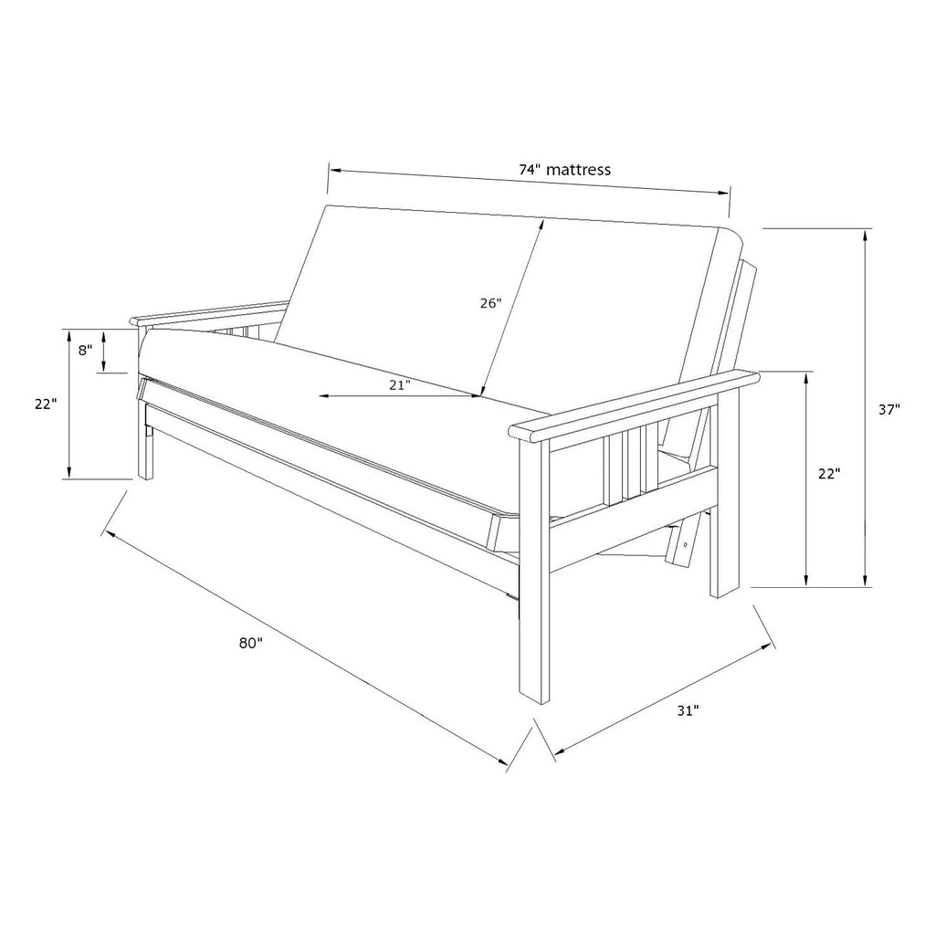 Black Futon Frame with Aqua Linen Mattress Z394521