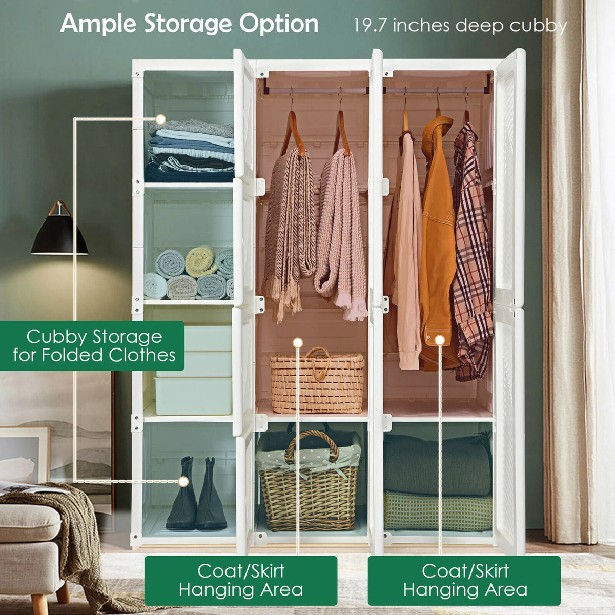 Portable Foldable Closet with 8 Cubes K8175