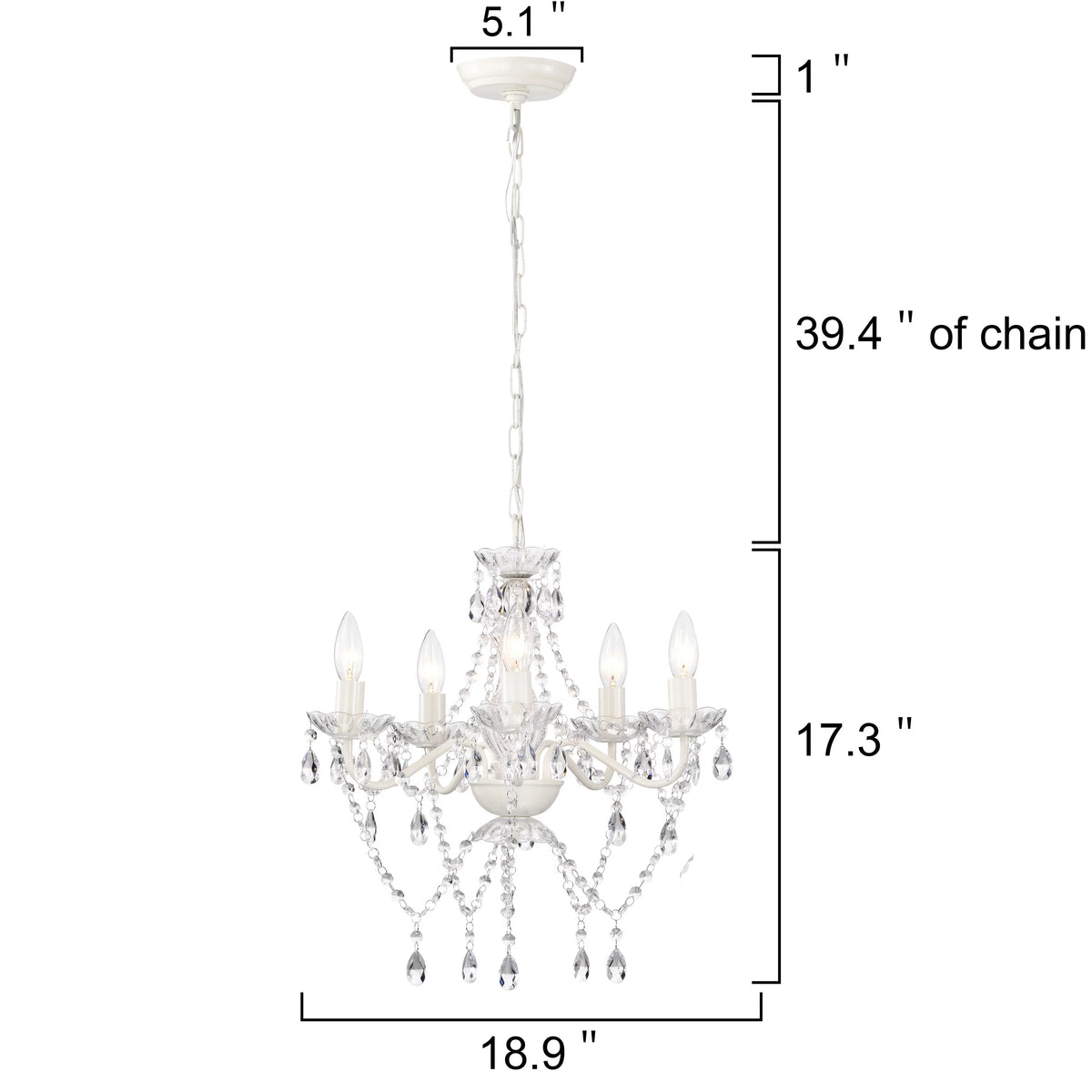 White 5-Light Mini Crystal Chandelier Y818197