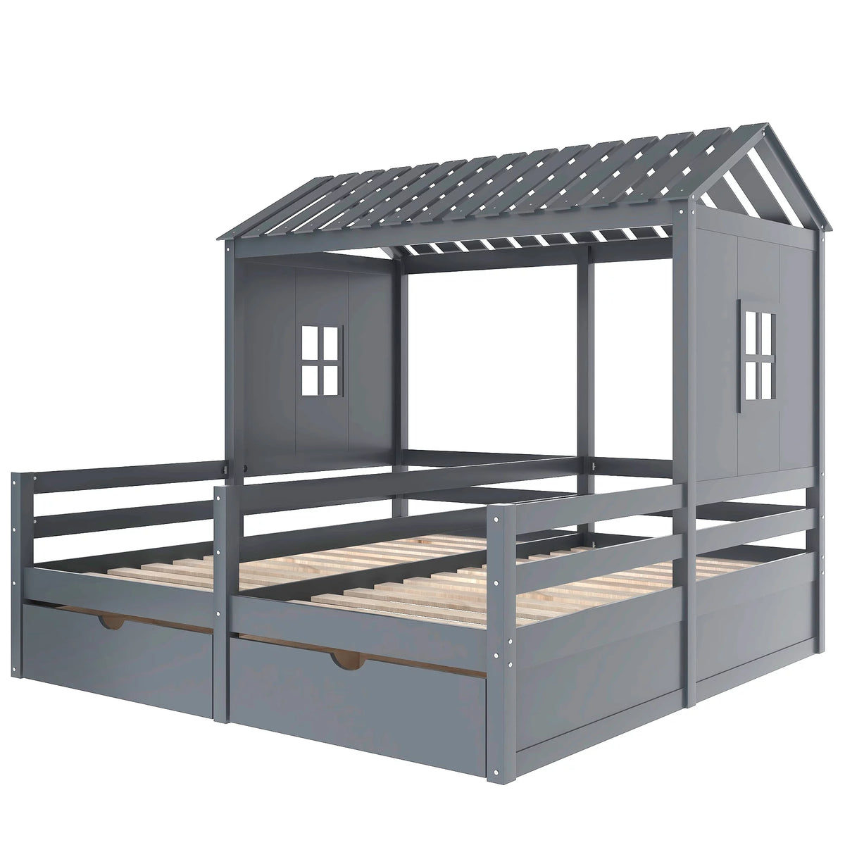 Twin Size House Platform Bed with Two Drawers U663721