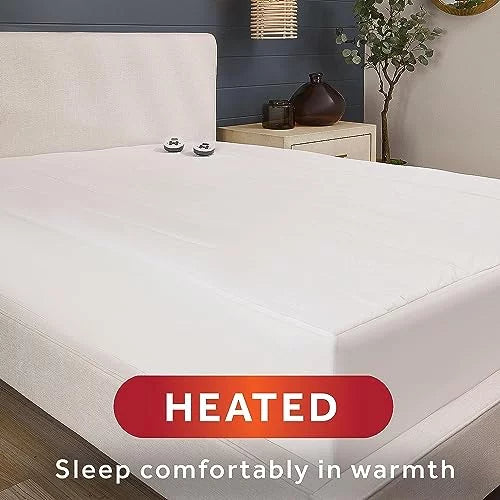 Queen White Heated Mattress Pad H221