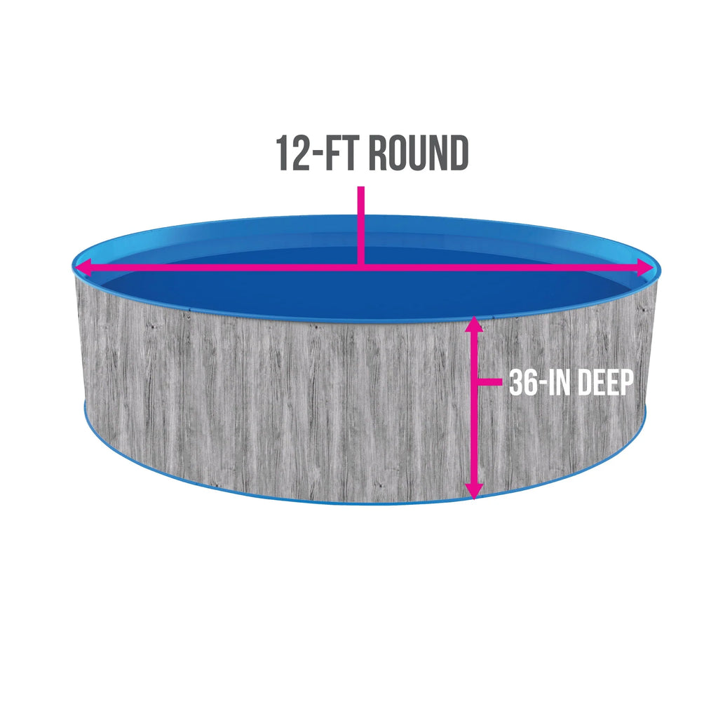 12-ft Round 36-in Deep Steel Wall Above Ground Swimming Pool X930570